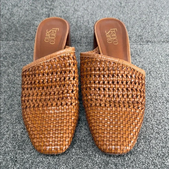 Franco Sarto Shoes Wm 8 M Nalla Woven Basketweave Block Heel Mules 90 Y2K - Picture 3 of 12